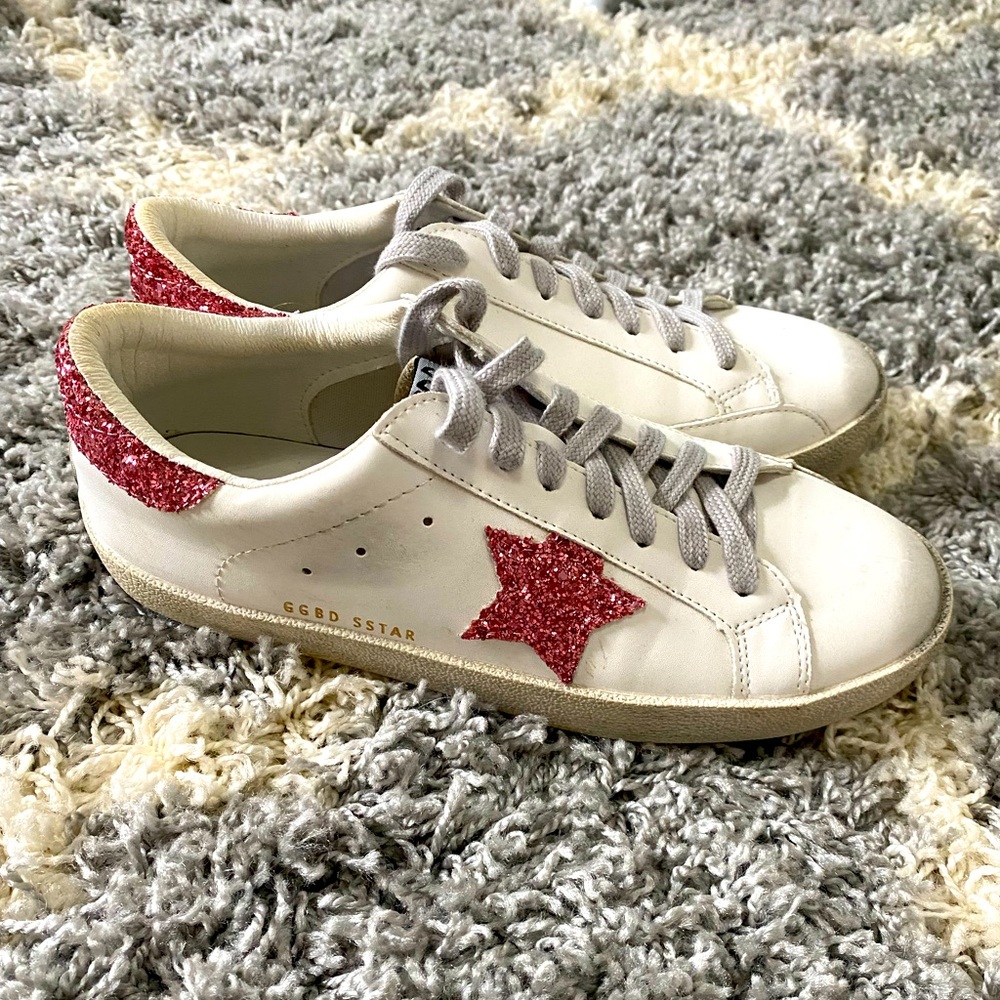 Goodnight Macaroon pink glitter star sneakers size 8 worn once!